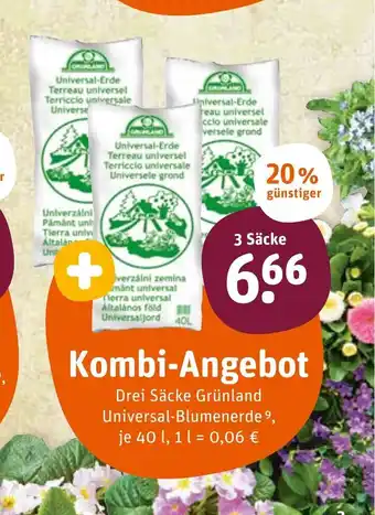 tegut Kombi-Angebot Drei Sacke Grunland Universal-Blumenerde Angebot