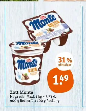 tegut Zott Monte 4 x 100 g Angebot