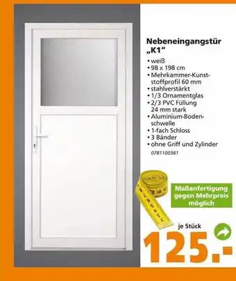 Globus Baumarkt Nebeneingangstür „k1“ Angebot