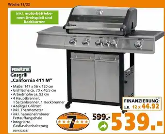 Globus Baumarkt Primaster Gasgrill „california 411 M“ Angebot