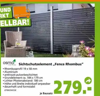 Globus Baumarkt Osmo Sichtschutzelement „fence Rhombus“ Angebot