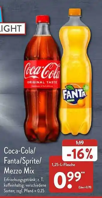 Aldi Nord Coca-cola, Fanta, Sprite Oder Mezzo Mix Angebot