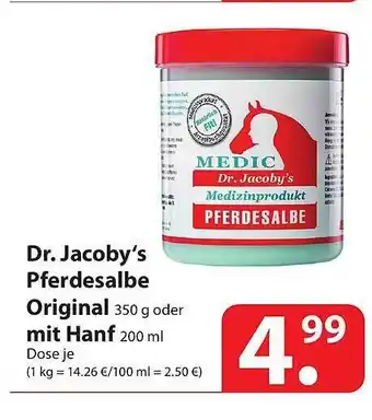 Famila Nord Ost Dr. Jacoby's Pferdesalbe Original Oder Mit Hanf Angebot