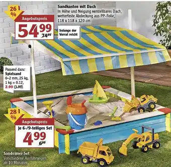 Globus Sandkasten Mit Dach, Sandeimer-set Angebot