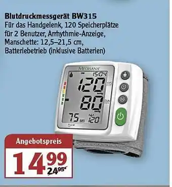 Globus Blutdruckmessgerät BW315 Angebot