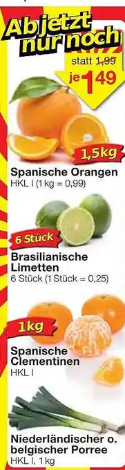 Jawoll Spanische Orangen, Brasilianische Limetten, Spanische Clementinen Angebot