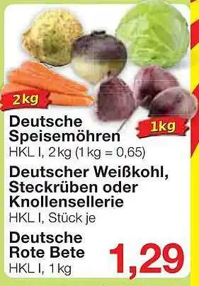 Jawoll Deutsche Speisemöhren, Deutscher Weißkohl, Steckrüben Oder Knollensellerie, Deutsche Rote Bete Angebot