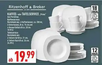 Marktkauf Ritzenhoff & Breker Kaffee- Oder Tafelservice „primo“ Angebot