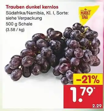 Netto Marken-Discount Trauben Dunkel Kernlos Angebot