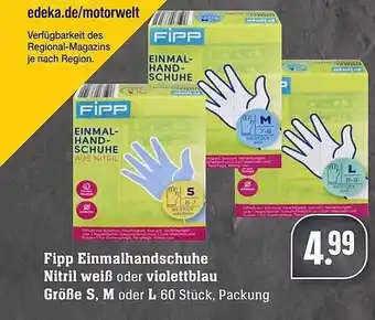 Edeka Fipp Einmalhandschuhe Nitril Weiß Oder Violettblau Größe S, M Oder L Angebot