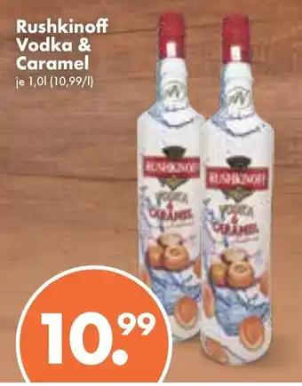 Trink und Spare Rushkinoff Vodka & Caramel 1L Angebot