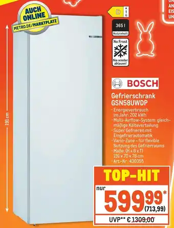 METRO Bosch Gefrierschrank GSN58UWDP Angebot