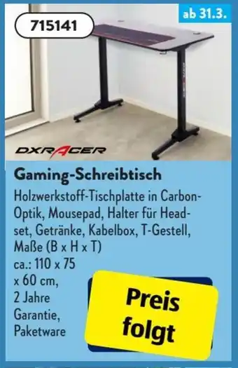 Aldi Süd DXRACER Gaming Schreibtisch Angebot