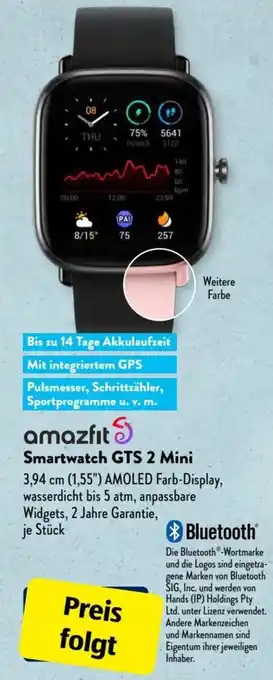 Aldi Süd Amazfit Smartwatch GTS 2 Mini Angebot