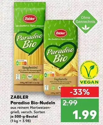 Kaufland Zabler Paradiso Bio-nudeln Angebot