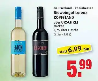 Markant Bioweingut Lorenz Kopfstand Oder Urschrei Angebot