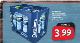 Markant Markt Carolinen Mineralwasser Veschiedene Sorten 12 X 1-l-kiste Angebot