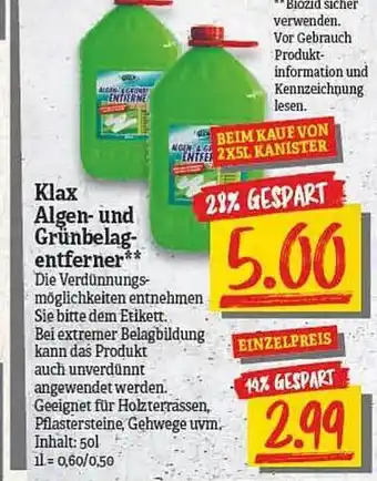 NP Discount Klax Algen Und Grünbelag Entferner Angebot