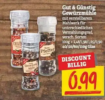 NP Discount Gut & Günstig Gewürzmühle Angebot