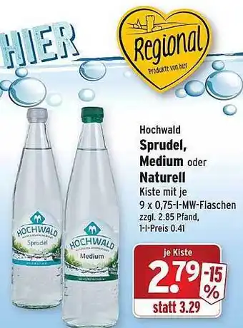 Wasgau Hochwald Sprudel, Medium Oder Naturell Angebot