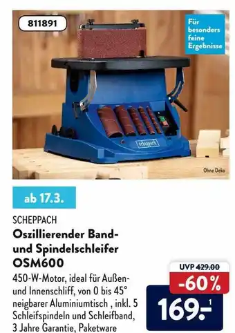 Aldi Nord Scheppach Oszillierender Band- Und Spindelschleifer Osm600 Angebot