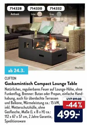 Aldi Nord Clifton Gaskamintisch Compact Lounge Table Angebot