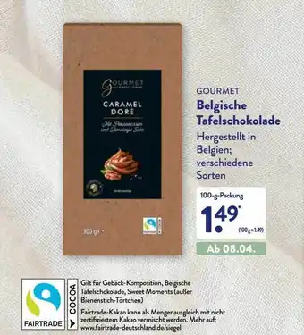 Aldi Nord Gourmet Belgische Tafelschokolade Angebot