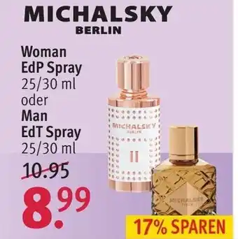 Rossmann Michalsky Berlin Woman EdP Spray oder Man EdT Spray Angebot