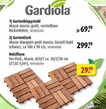 ROLLER Gardiola Gartenklappstuhl, Gartentisch, Holzfliese Angebot