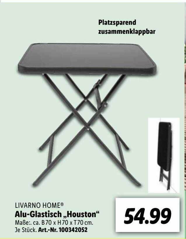 Alu Glastisch Houston Angebot bei Lidl