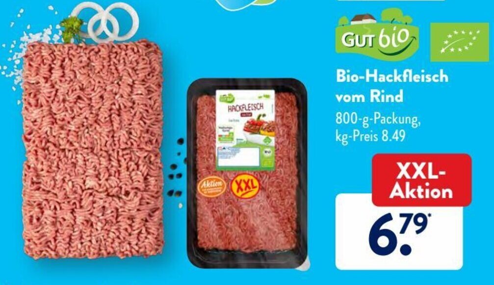 Gut Bio Hackfleisch vom Rind 800g Packung Angebot bei Aldi Süd