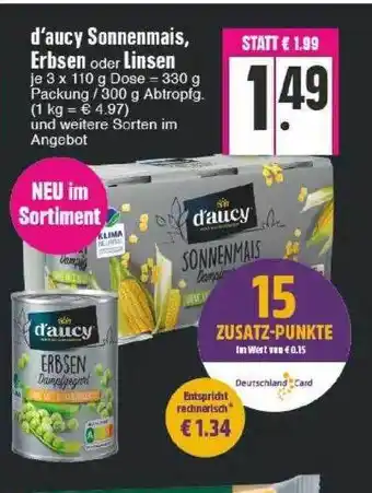 Edeka D'aucy Sonnenmais Erbsen Oder Linsen Angebot