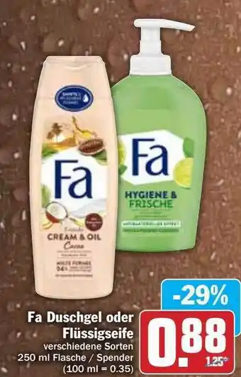 Hit Fa Duschgel Oder Flüssigseife Verschiedene Sorten Flasche - Spender Angebot