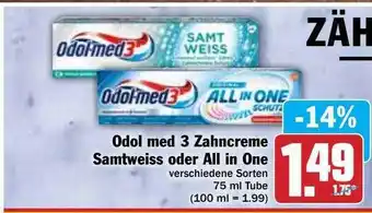 Hit Odol Med 3 Zahncreme Samtweiss Oder All In One Verschiedene Sorten Tube Angebot