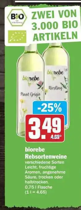 Hit Biorebe Rebsortenweine Verschiedene Sorten Leicht Fruchtige Aromen Angenehme Säure Trocken Oder Hallbtrocken Angebot