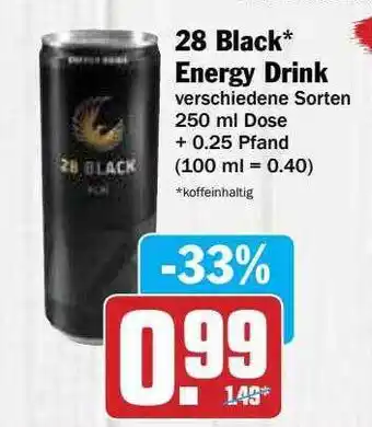 Hit 28 Black Energy Drink Verschiedene Sorten Dose Angebot