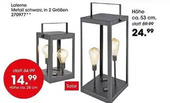 Möbel Martin Laterne Metall Schwarz In 2 Größen Höhe Ca. 53 Cm Angebot