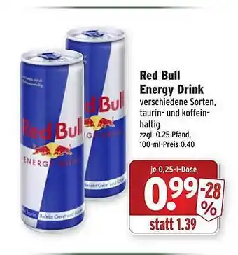 Wasgau Red Bull Energy Drink Angebot