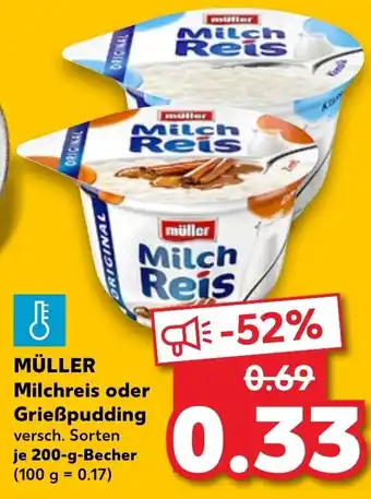 Kaufland Müller Milchreis oder Grießpudding Angebot