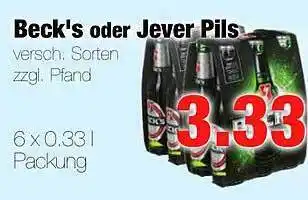 Edeka Scherer Beck's Oder Jever Pils Versch. Sorten Angebot