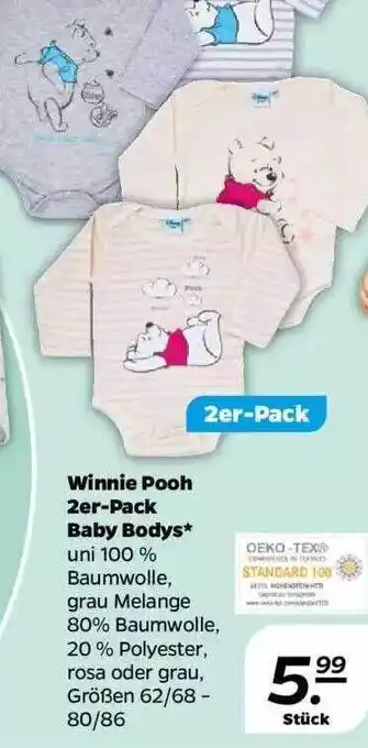 NETTO Winnie Pooh 2er-pack Baby Bodys Angebot