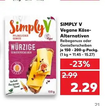 Kaufland Simply V Vegane Kase-Alternativen 150 - 200 g Angebot