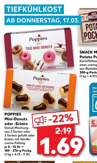 Kaufland Poppies Mini-Donuts oder -Eclairs 184 - 276 g Angebot