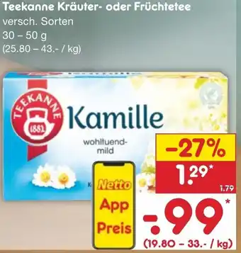 Netto Marken-Discount Teekanne Kräuter oder Früchtetee 30-50g Angebot