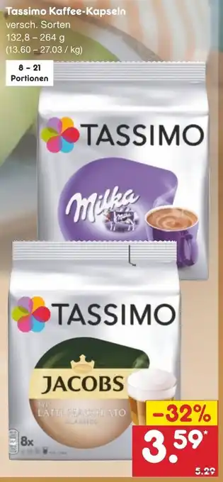 Netto Marken-Discount Tassimo Kaffee Kapseln 132,8-264g Angebot