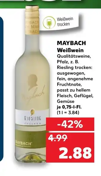 Kaufland Maybach WeiBwein 0.75 l FL Angebot