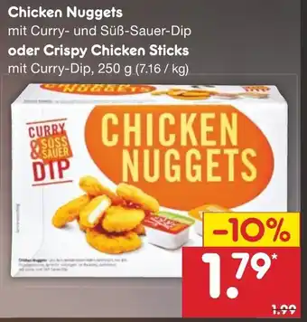 Netto Marken-Discount Chicken Nuggets oder Crispy Chicken Sticks 250g Angebot