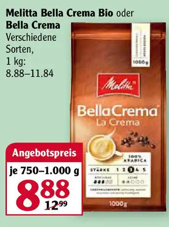 Globus Melitta Bella Crema Bio oder Bella Crema 750-1.000g Angebot