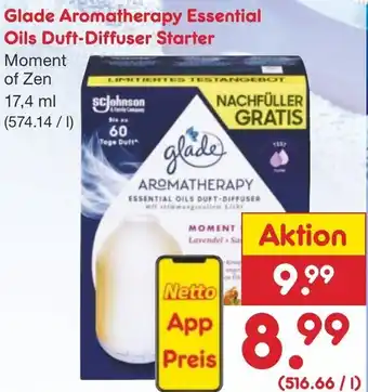 Netto Marken-Discount Glade Aromatherapy Essential Oils Duft Diffuser Starter Moment of Zen 17,4ml Angebot