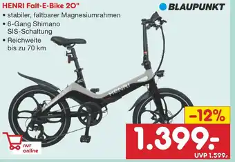 Netto Marken-Discount Blaupunkt Henri Falt E-Bike 20" Angebot